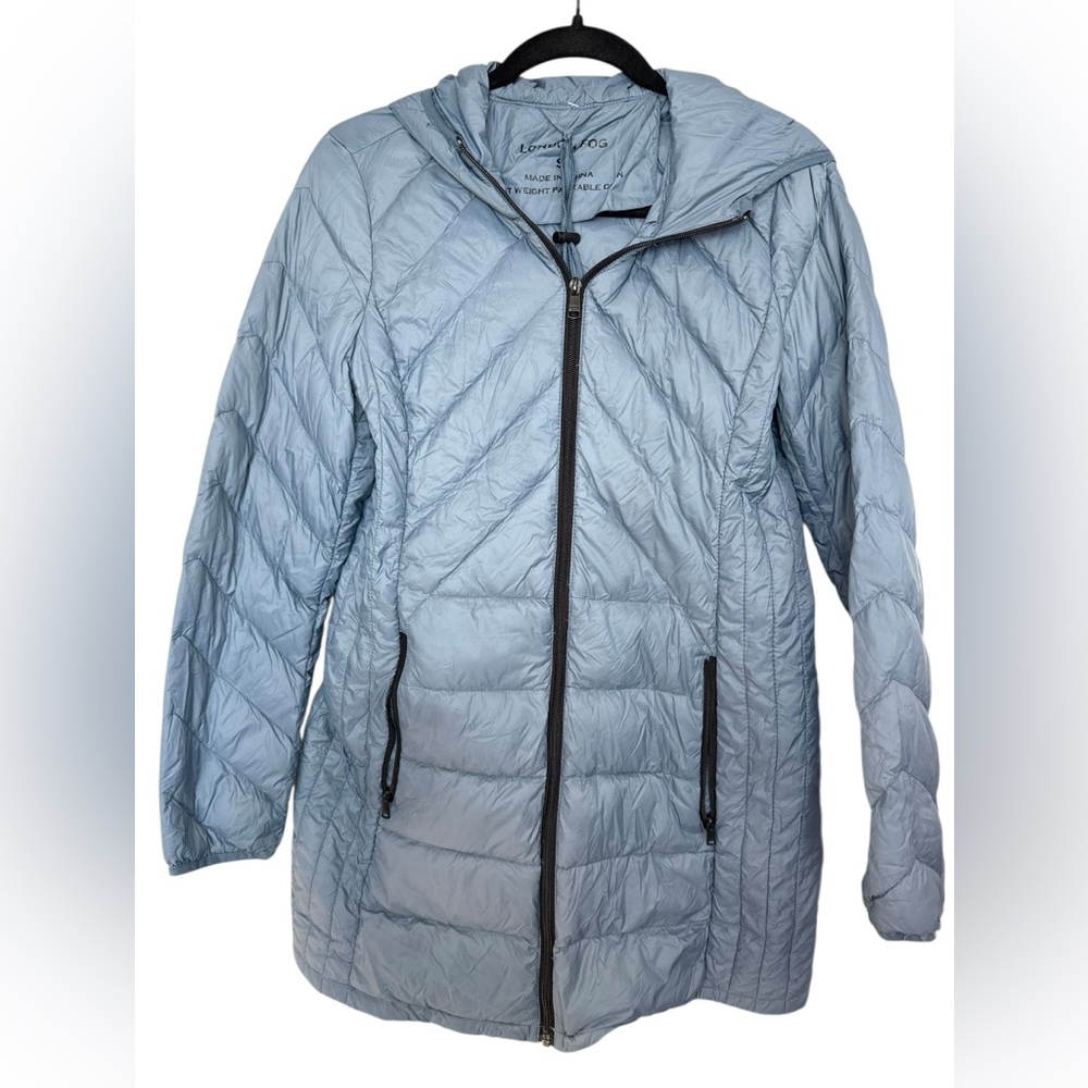 London Fog Women's Lightweight Packable Down Filled Full-Zip Jacket in blue‎